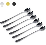 Dymund® Dymund® Latte Macchiato Spoons - 19.5 cm - Long Coffee Spoons - Incl. Storage Box - Stainless Steel - Silver
