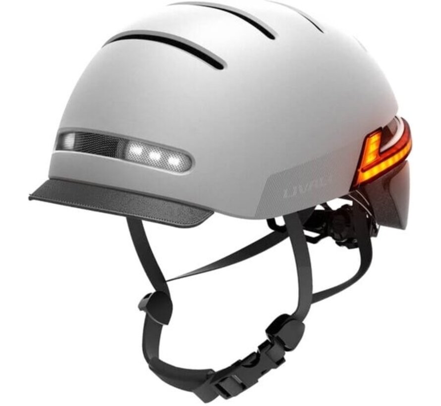 Livall BH51M Neo - Casque de vélo intelligent - Fonction SOS - Indicateur LED - Gris / Large