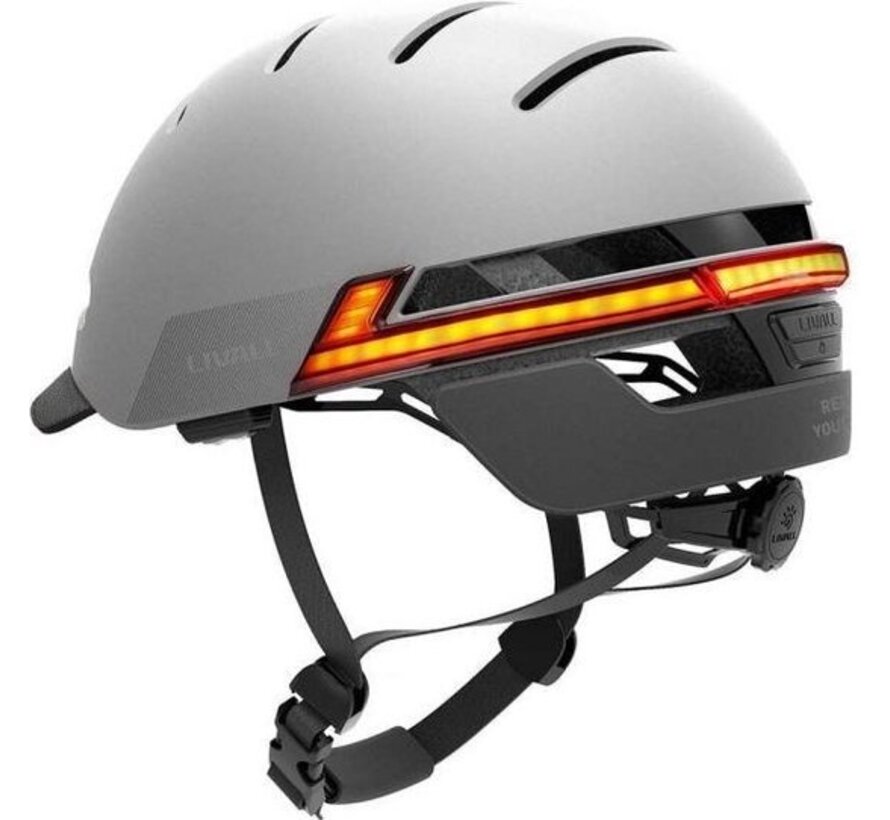 Livall BH51M Neo - Casque de vélo intelligent - Fonction SOS - Indicateur LED - Gris / Large