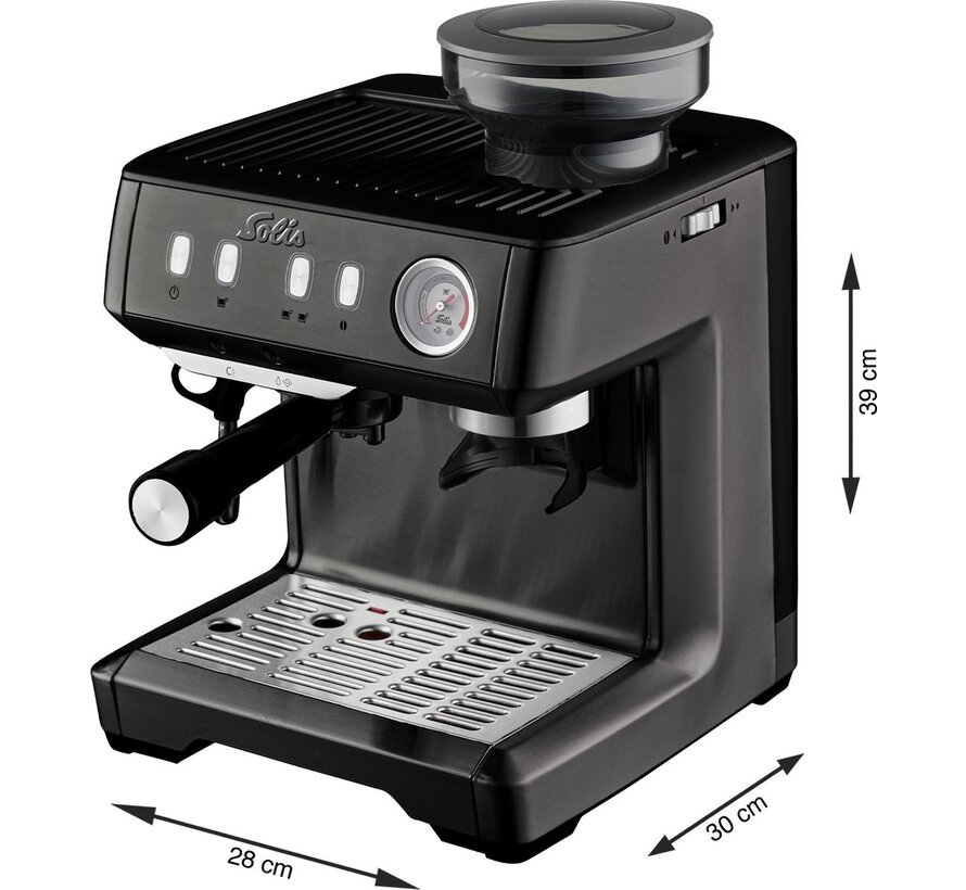 Machine à espresso - Solis Grind & Infuse Compact 1018 - Acier inoxydable - Noir