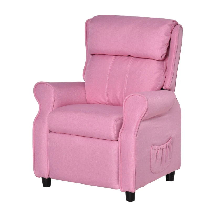 Canapé enfant HOMCOM avec repose-pieds réglable, 3-8 ans, rose, 58x53x70 cm