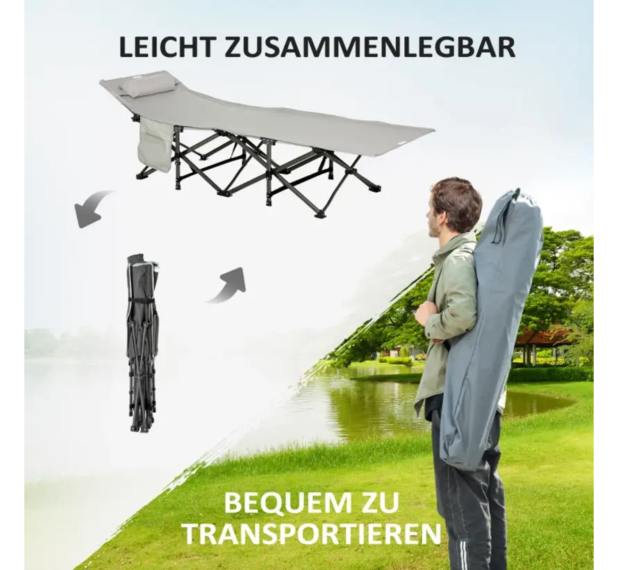 Lit de camping pliant Outsunny 188 cm x 64,5 cm x 53 cm