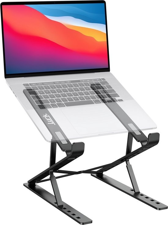 LURK® support pour ordinateur portable réglable - Support ergonomique pour ordinateur portable - Pliable - Ordinateur portable/portable/tablette - Aluminium - 11 à 17 pouces - Noir