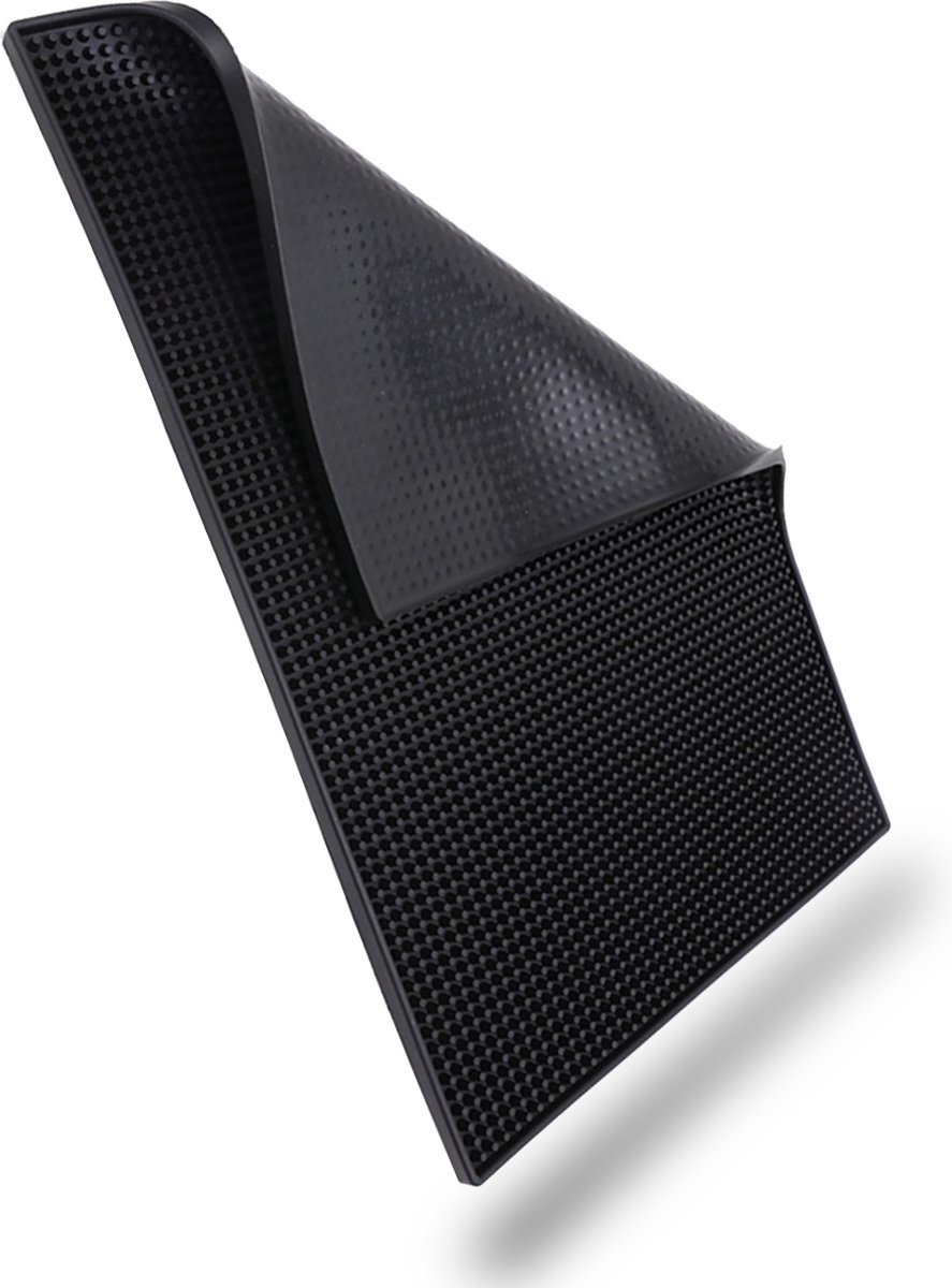 Aerend® Tapis anti-gouttes multifonctions - Tapis de bar - Tapis de vaisselle et de comptoir pour camping-car - Caoutchouc noir antidérapant - 30x45 CM