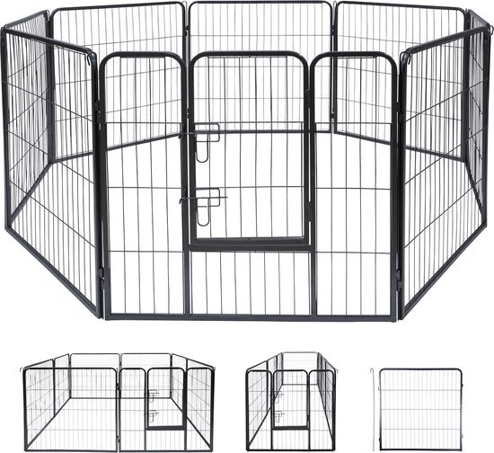 Parc à chat et à chien - pliable - différentes formes - intérieur et extérieur - 210 x 80 CM - métal - noir