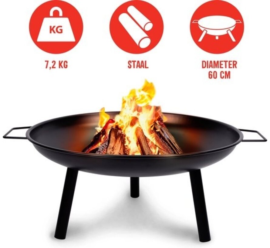 BBQ Collection Firebowl 60 x 29cm - Brasero d'extérieur - Acier - Noir