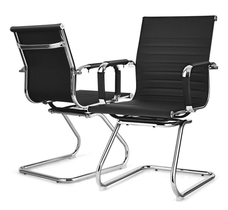 Coast Set de 2 chaises de bureau - Cuir PU - Max. 120 kg - Noir