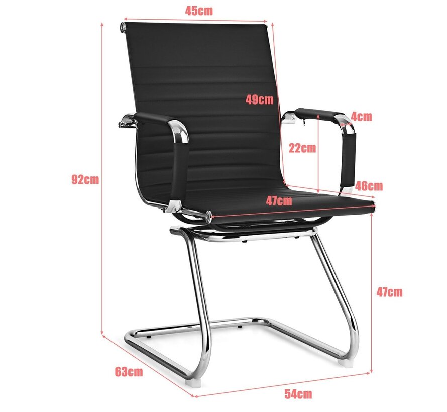 Coast Set de 2 chaises de bureau - Cuir PU - Max. 120 kg - Noir