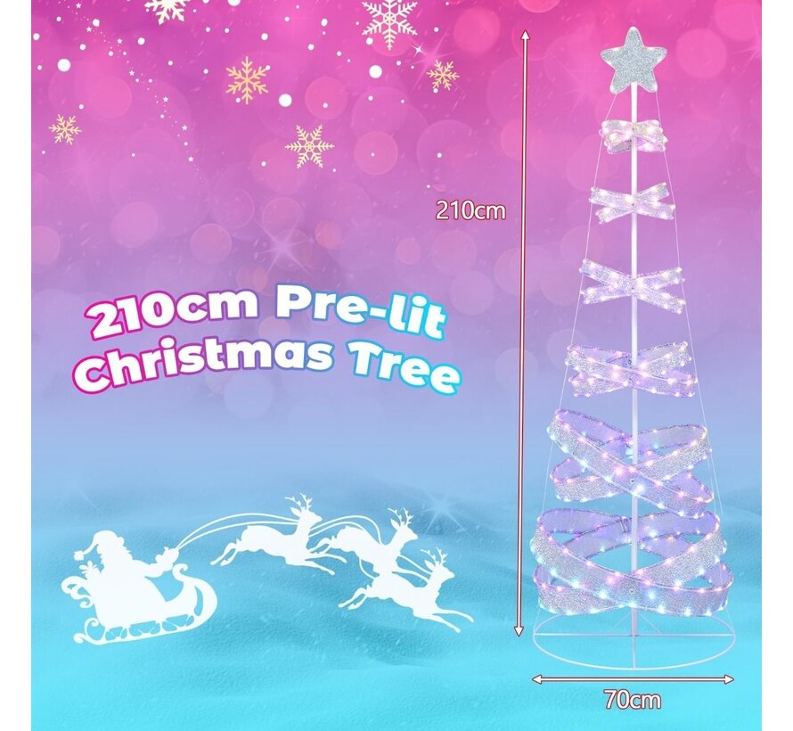 Sapin de Noël illuminé Coast - Intérieur et extérieur - 341 LED - Coloré - 70 x 70 x 210 cm
