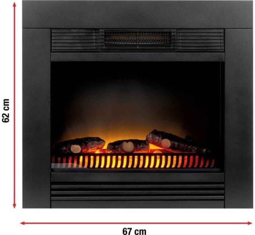 Classic Fire Electric Atmosphere Fireplace Chicago - Cheminée encastrable - 1800W - Effet de flamme réaliste - Chauffage jusqu'à 50 degrés Celsius - Noir