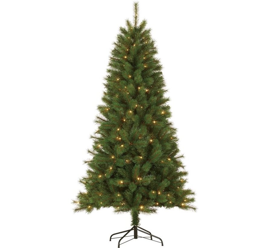 Giftsome Christmas Tree - Arbre de Noël artificiel avec lumières Led - Branches pliables - Lumière blanche chaude - 215 CM - Vert