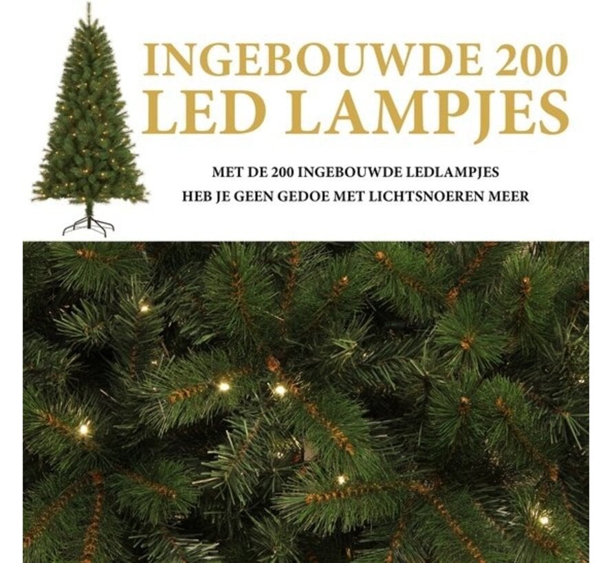 Giftsome Christmas Tree - Arbre de Noël artificiel avec lumières Led - Branches pliables - Lumière blanche chaude - 215 CM - Vert