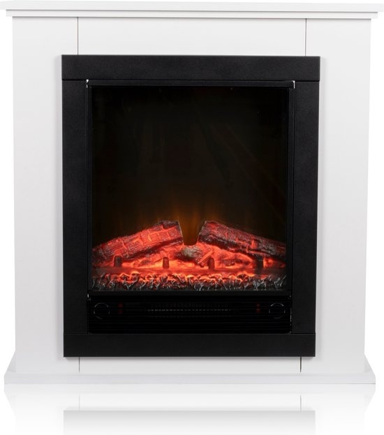 alpina Cheminée d'ambiance électrique Geneva - Cheminée avec foyer - Flammes LED - 1800W - Blanc