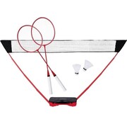 Donnay Donnay Set de Badminton - 2 personnes - Raquettes de badminton - Volants - Filet de badminton - Mallette de transport incluse - Noir/Rouge