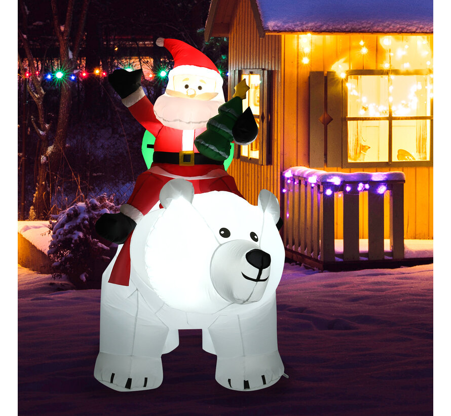Ours polaire et Père Noël gonflable Coast, figurine de Noël avec LED, décorations de Noël avec soufflerie et accessoires 200cm
