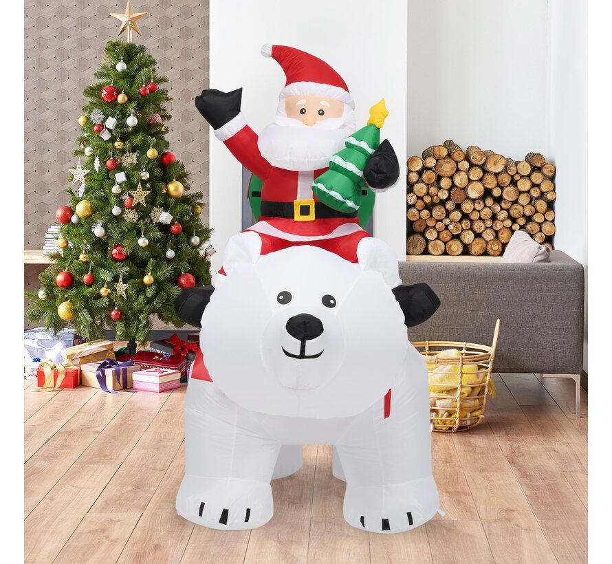 Ours polaire et Père Noël gonflable Coast, figurine de Noël avec LED, décorations de Noël avec soufflerie et accessoires 200cm