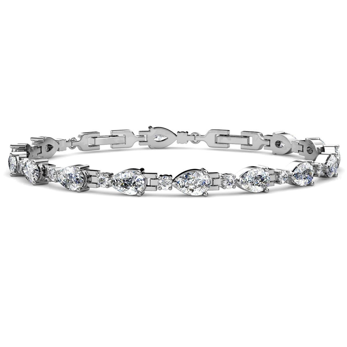 Yolora Bracelet Femme avec 12 Cristaux Kalpa Camaka - Argent - Plaqué or blanc 18K - Emballé cadeau
