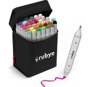 Rubye® Rubye® Markers - Marqueurs à double pointe - Twinmarkers - Marqueurs à alcool - Marqueurs de couleur - Marqueurs pour adultes - Etui - 40 pièces