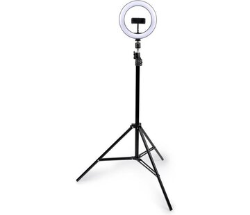 Grundig Anneau lumineux pour selfie - Grundig - Lampe annulaire selfie - avec trépied - 210 cm - 3 modes de chaleur et de lumière - Médias sociaux et Vlogs - USB - Smartphone