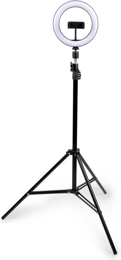 Anneau lumineux pour selfie - Grundig - Lampe annulaire selfie - avec trépied - 210 cm - 3 modes de chaleur et de lumière - Médias sociaux et Vlogs - USB - Smartphone