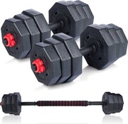 Umbro Umbro Dumbbell Set - 19 Pieces - Barbell and Dumbells - Weights of 1.25 KG, 1.5KG and 2KG - Dumbbells and Connecting Bar - Plastic - Black/Red