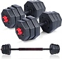 Umbro Dumbbell Set - 19 Pieces - Barbell and Dumbells - Weights of 1.25 KG, 1.5KG and 2KG - Dumbbells and Connecting Bar - Plastic - Black/Red