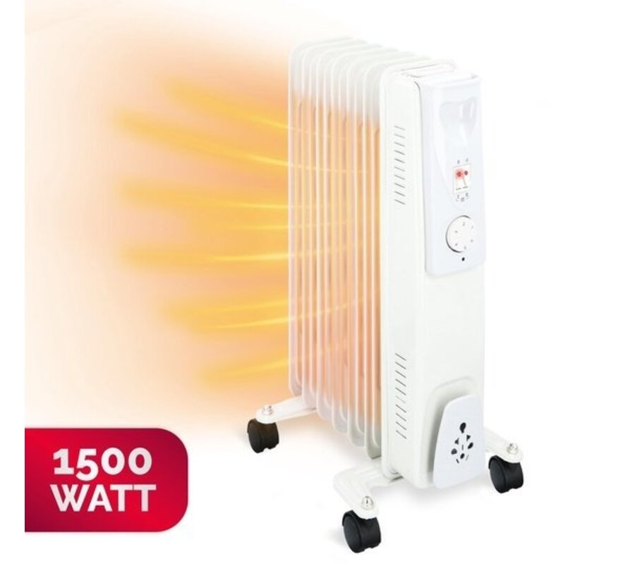 Alpina Olieradiator - Radiateur électrique - avec thermostat - Jusqu'à 5m² - 1500 Watt - Blanc
