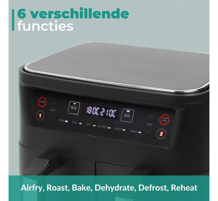 Niceey Double Airfryer XXL - 8L - 2460W - Noir