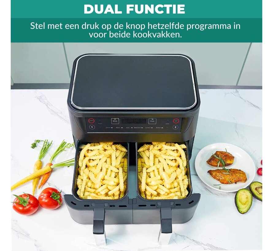 Niceey Double Airfryer XXL - 8L - 2460W - Noir