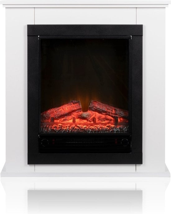 Cheminée électrique d'ambiance - Classic Fire - Cheminée électrique avec manteau - 1800 watts - Noir/Blanc