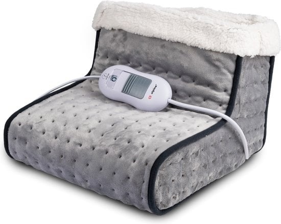 alpina Chauffe-pieds électrique - Protection contre la surchauffe - Housse intérieure lavable - 3 niveaux de chaleur - Gris