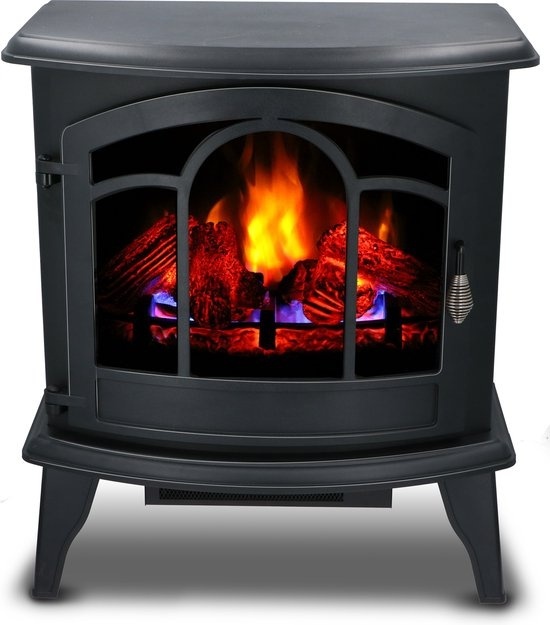alpina Cheminée d'ambiance électrique Vicenza - Télécommande et minuterie - Flammes LED - 2000W - Noir