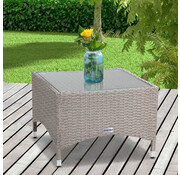 Casaria Table d'appoint Casaria en polyrotan Gris/Beige, 58 x 58 x 42 cm