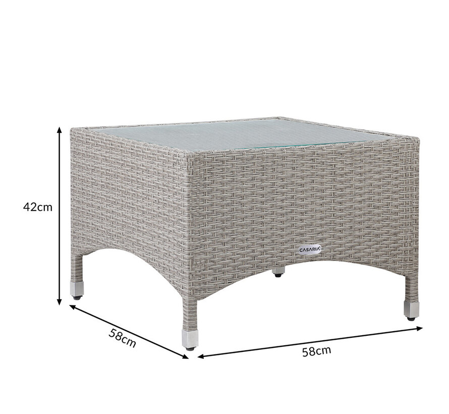 Table d'appoint Casaria en polyrotan Gris/Beige, 58 x 58 x 42 cm