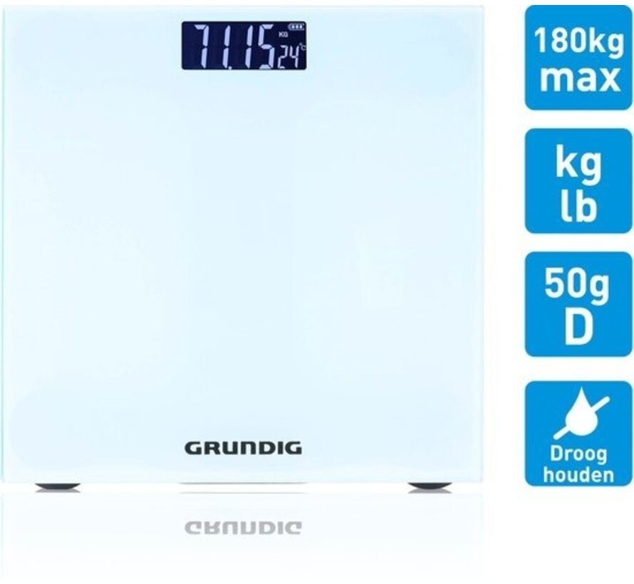 Grundig Scales - Pèse-personne numérique - précision 50g - 2 à 180 Kilo - blanc