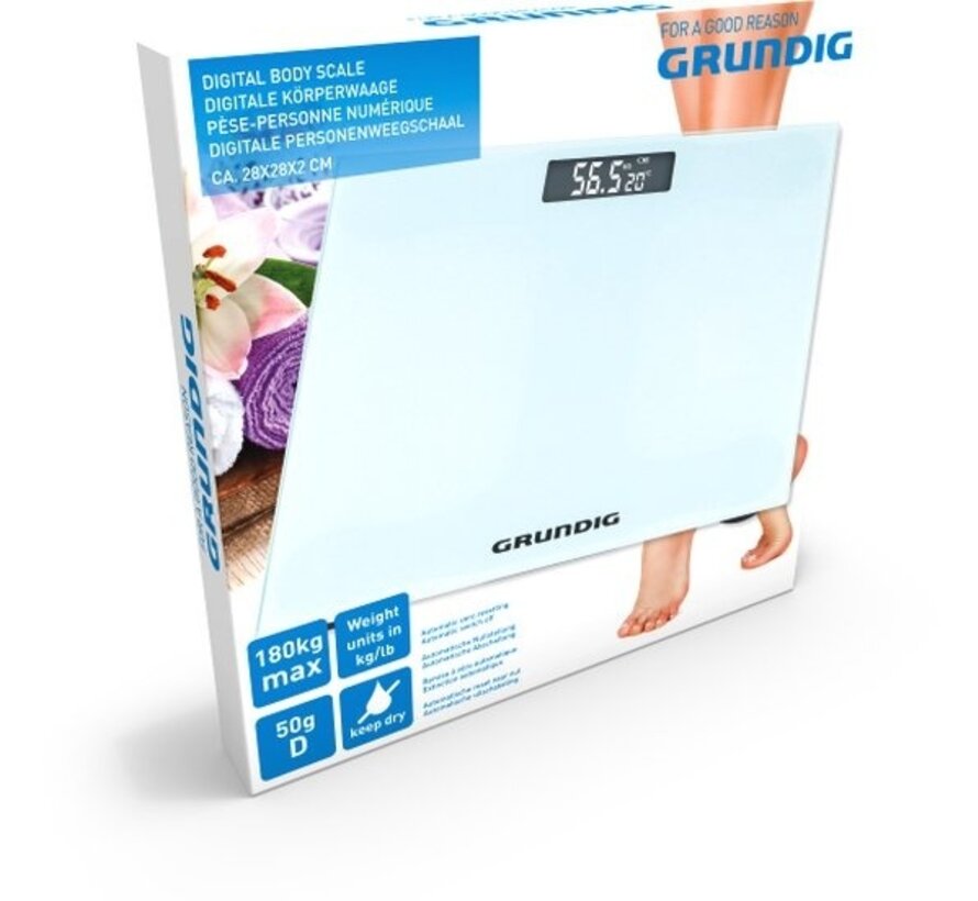 Grundig Scales - Pèse-personne numérique - précision 50g - 2 à 180 Kilo - blanc