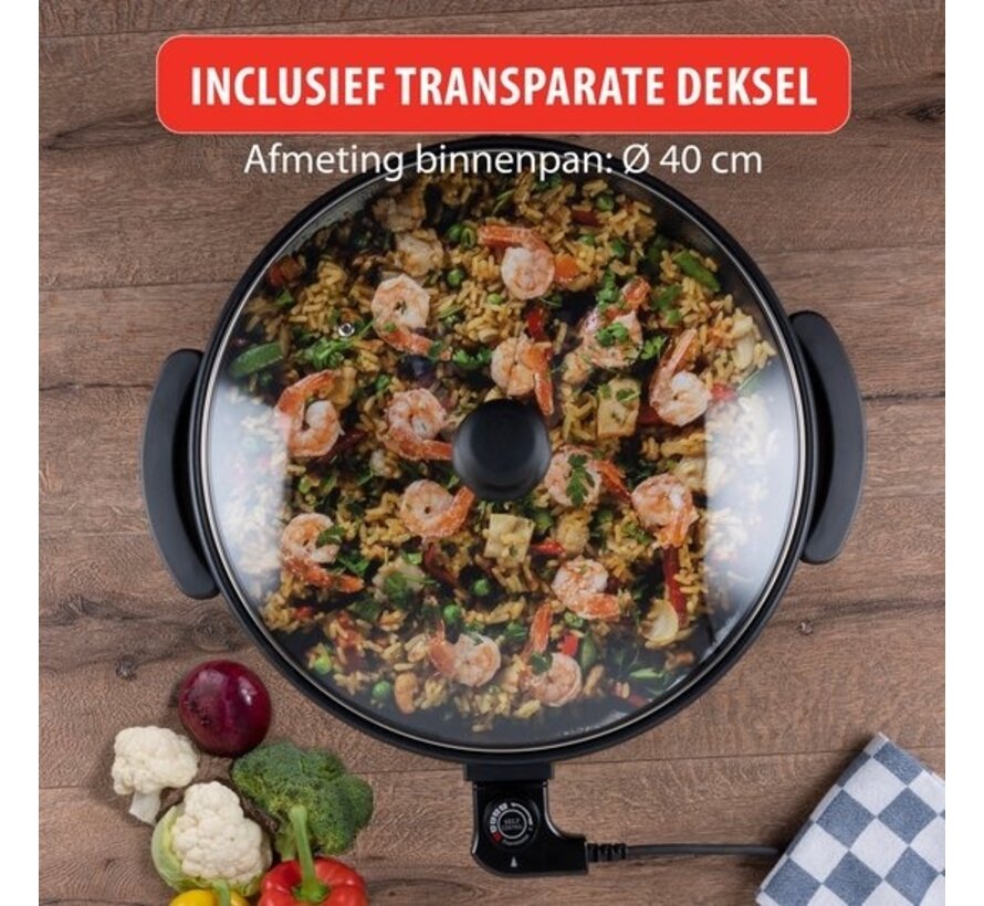 alpina Electric Dishpan - Casserole - Antiadhésive - 1500 W - Régulateur de température - Ø 40 cm