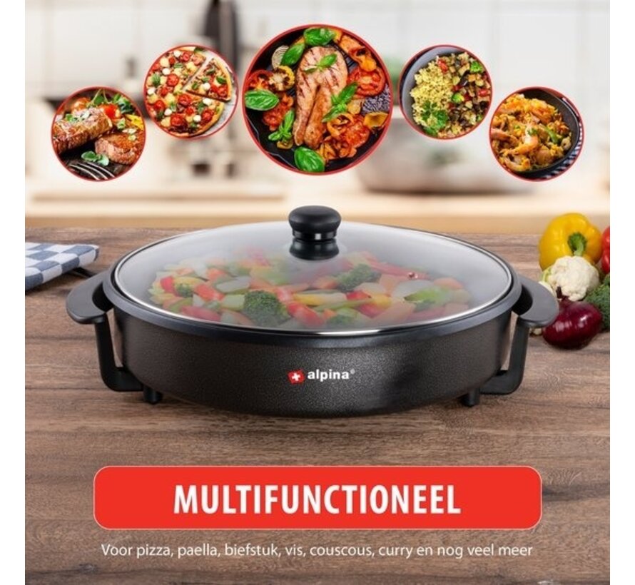 alpina Electric Dishpan - Casserole - Antiadhésive - 1500 W - Régulateur de température - Ø 40 cm