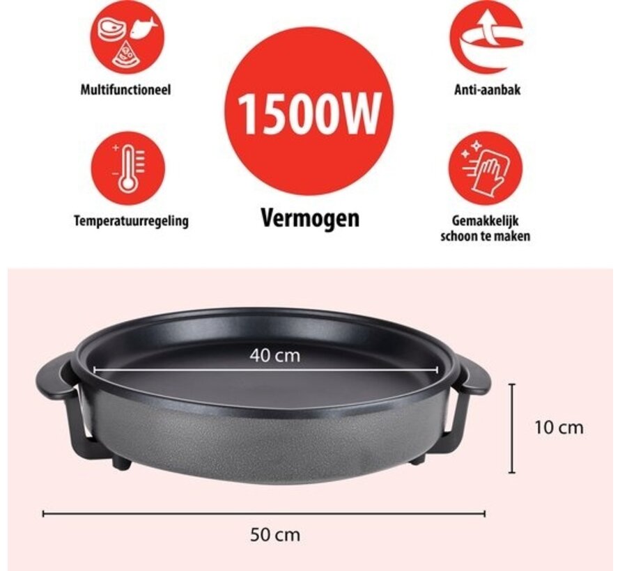 alpina Electric Dishpan - Casserole - Antiadhésive - 1500 W - Régulateur de température - Ø 40 cm