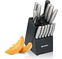 alpina Knife Block 15-Piece - 12 Knives - 1 Sharpening steel -1 Scissors with Non-stick coating - stainless steel