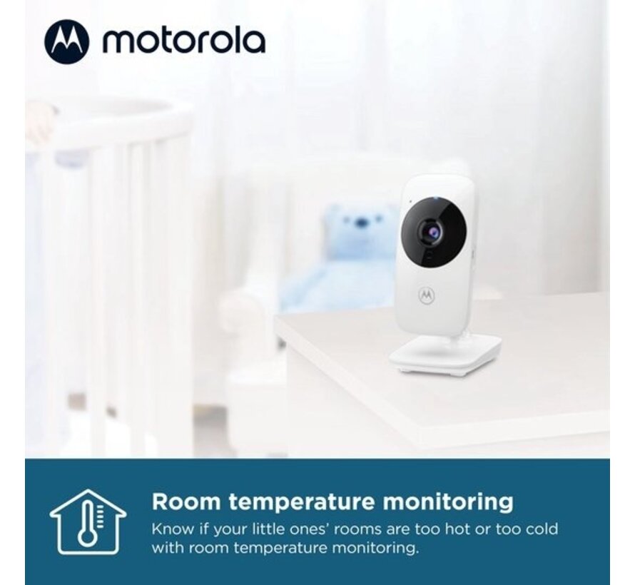 Motorola Nursery Baby Monitor - VM482 - Baby Monitor avec caméra - Vision nocturne infrarouge - Zoom numérique - Surveillance de la température - Blanc