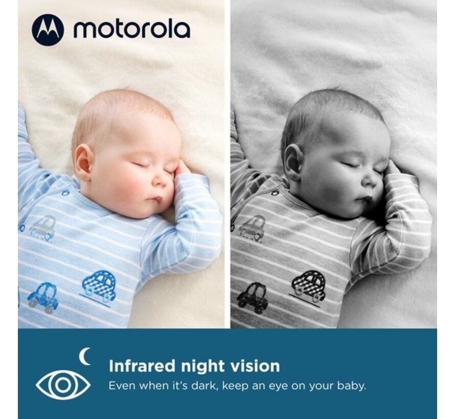 Motorola Nursery VM35-2 - Baby Monitor avec écran divisé de 5 pouces et 2 caméras - Vision nocturne - Microphone intégré