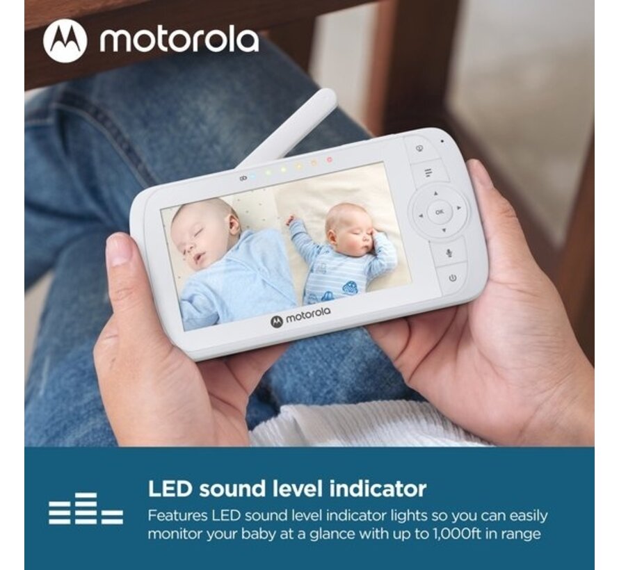 Motorola Nursery VM35-2 - Baby Monitor avec écran divisé de 5 pouces et 2 caméras - Vision nocturne - Microphone intégré