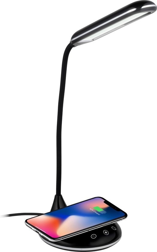 Grundig Lampe de bureau avec chargeur de téléphone - Sans fil - USB - LED - Flexible pliable - Noir
