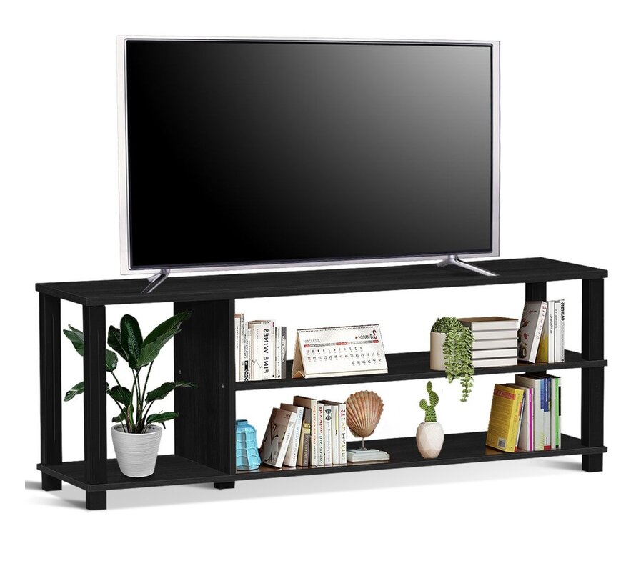 Coast TV Cabinet Modern - Modèle ouvert - 110 x 30 x 41 cm - Noir