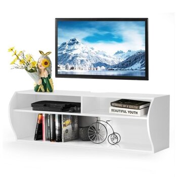 Coast Coast TV Cabinet - Suspendu - Moderne - 123 x 41 x 41 cm - Blanc