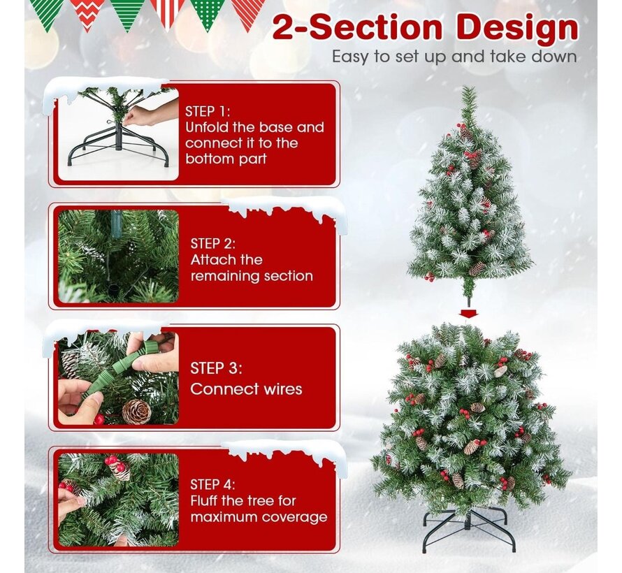 Coast Artificial Christmas Tree 150 cm - Avec neige et 200 lumières LED - Vert / Blanc