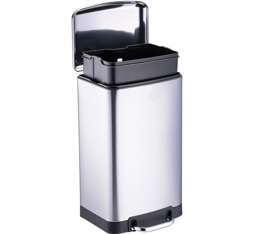 Dirt Devil Pedal bin 20 litres - Poubelle - acier inoxydable - Silver