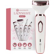 ShaveMate Épilateur Shavemate - 4 en 1 - Rasoir - poils courts - sourcils - corps entier - poils du nez - rechargeable - Blanc