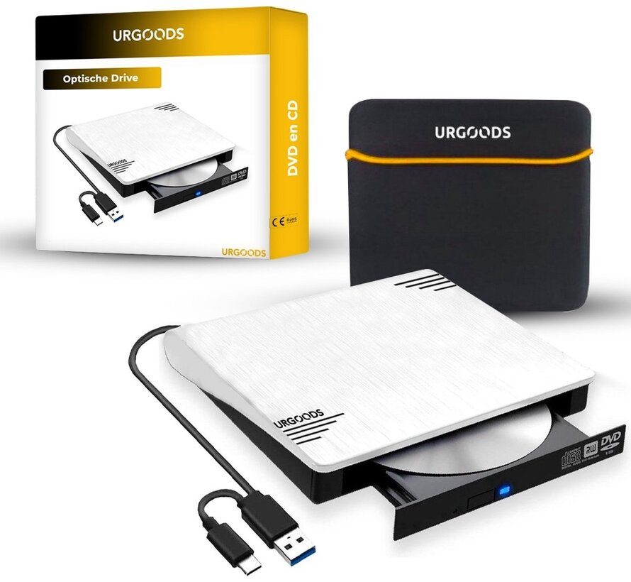 Lecteur DVD externe pour ordinateur portable Blanc - Graveur DVD externe - Windows et Mac - USB 3.0 et C
